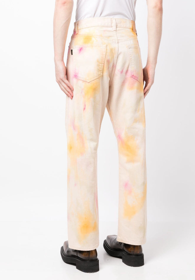 Haikure Paint-splatter print mid-rise wide-leg jeans