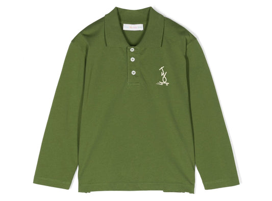 There Was One Kids logo-print cotton polo shirt