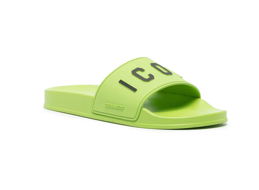 Dsquared2 slogan print flat slides