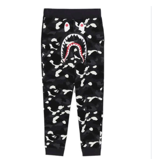 A Bathing Ape Men City Camo Shark Sweat Pants black