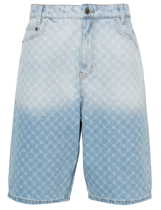 Daily Paper
Faded monogram-pattern denim shorts