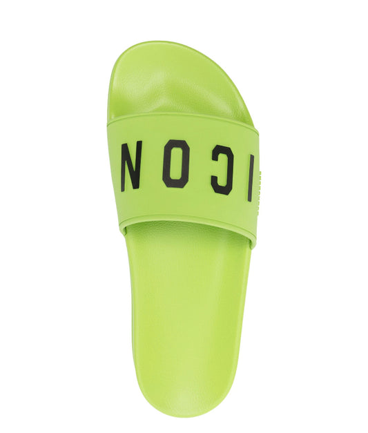 Dsquared2 slogan print flat slides