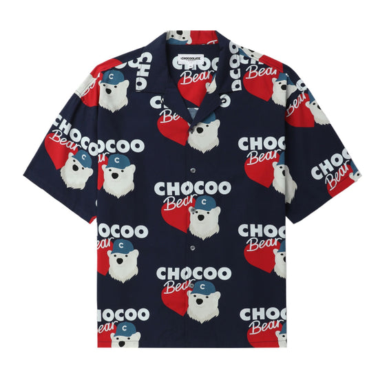 CHOCOOLATE Bear-print short-sleeve shirt