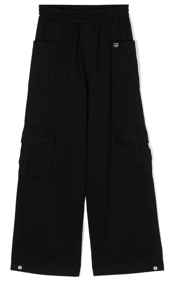 Monnalisa logo-plaque wide-leg trousers ‘black’