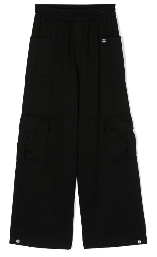 Monnalisa logo-plaque wide-leg trousers ‘black’