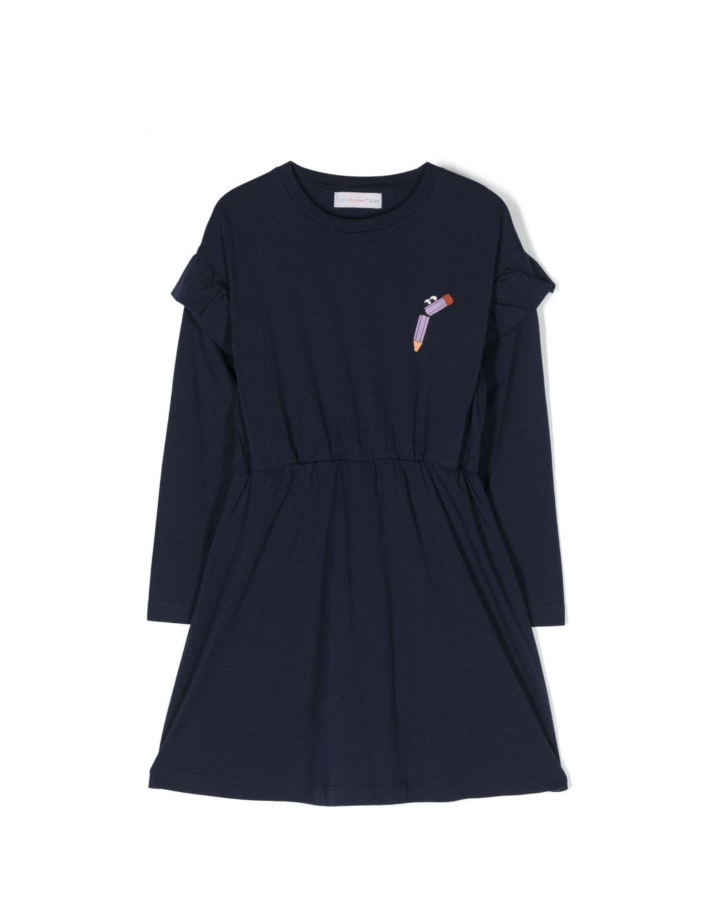 There Was One Kids Logo-print ruffled cotton dress