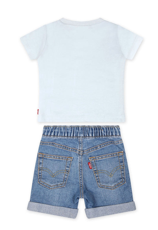 Levi's Kids logo-print denim short set