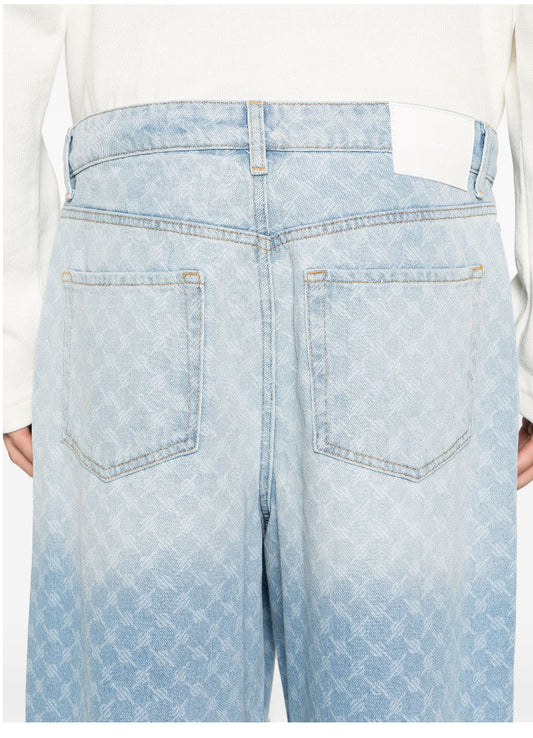 Daily Paper
Faded monogram-pattern denim shorts