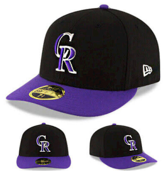 New Era Colorado Rockies 5950 Fitted Hat MLB LC Black Purple Low