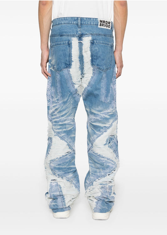 Who Decides War
Path distressed-effect wide-leg jeans