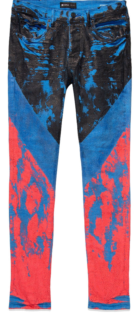 Purple Brand Painterly-print skinny jeans