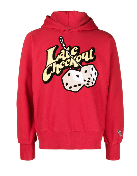 Late Checkout logo patch felted cotton hoodie