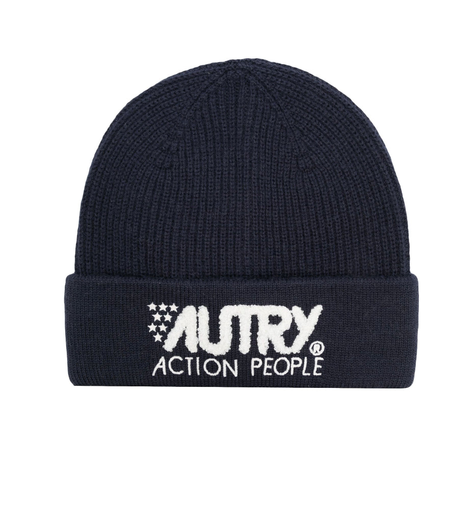 AUTRY embroidered logo knitted beanie