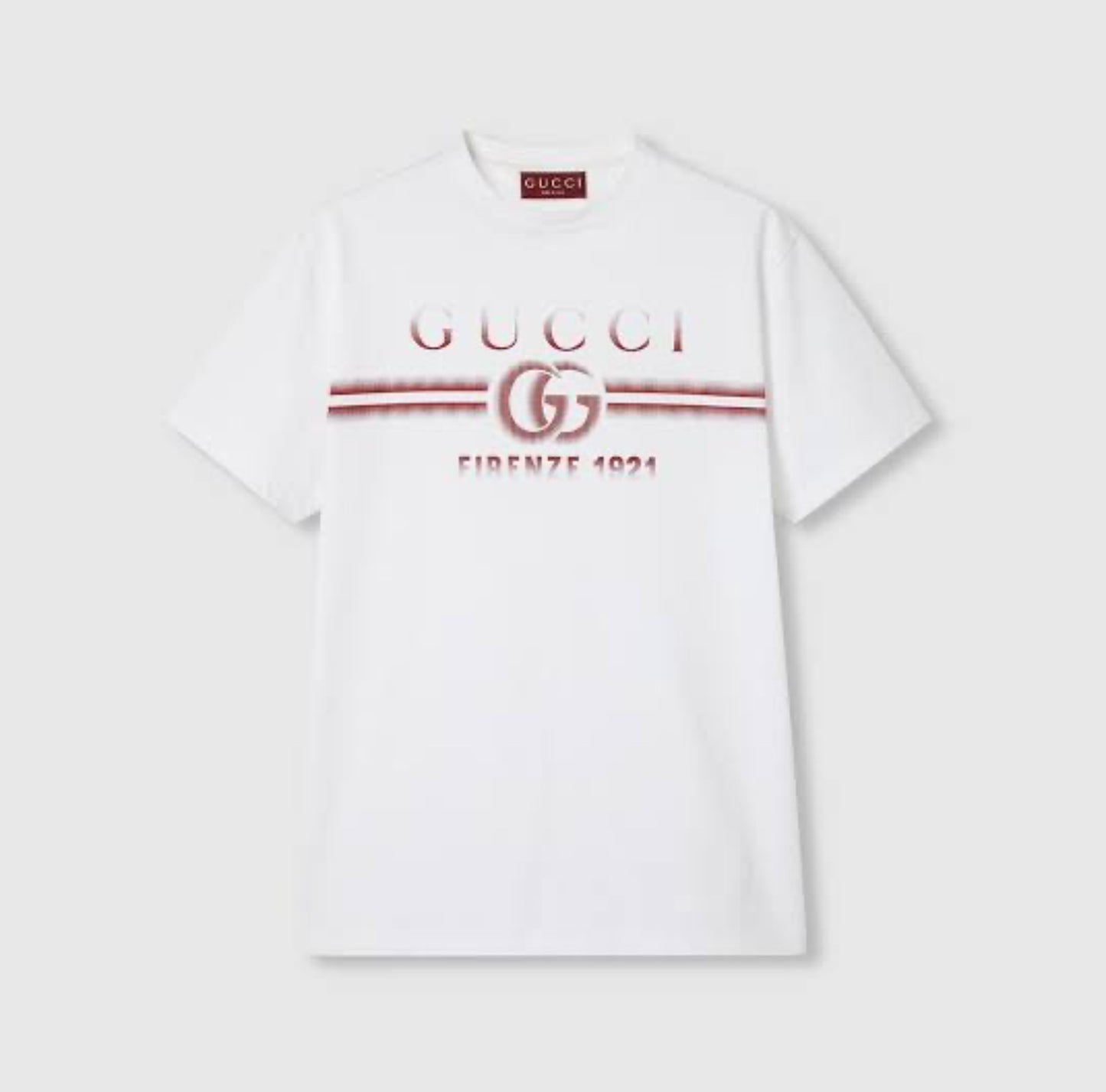 Cotton jersey T-shirt with Gucci print in white