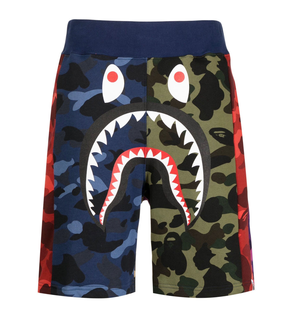 BAPE BLACK * A BATHING APE CARTOON PRINT PANELLED SHORTS