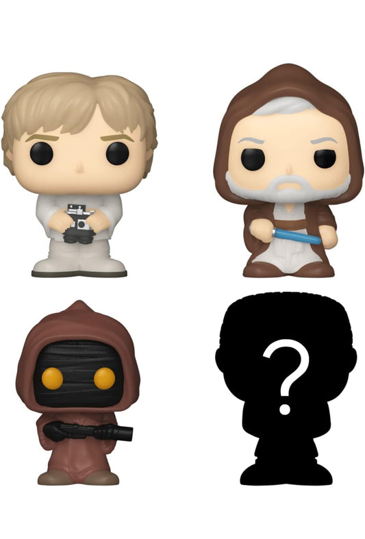 Funko Bitty Pop! Star Wars Mini Collectible Toys 4-Pack - Luke Skywalker, OBI-Wan Kenobi, Jawa & Mystery Chase Figure