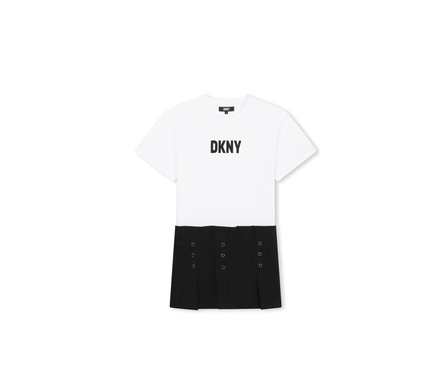 Dkny Kids logo-print pleated cotton dress