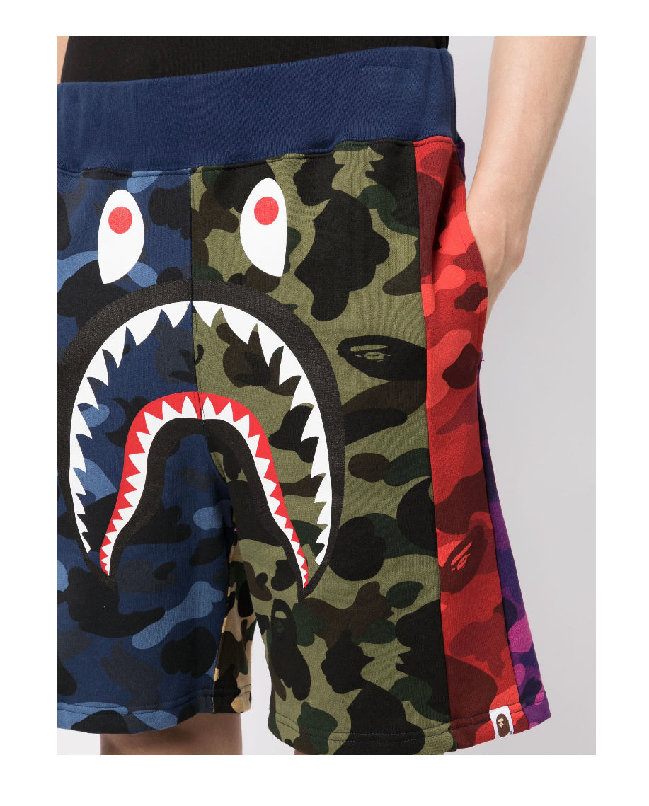 BAPE BLACK * A BATHING APE CARTOON PRINT PANELLED SHORTS