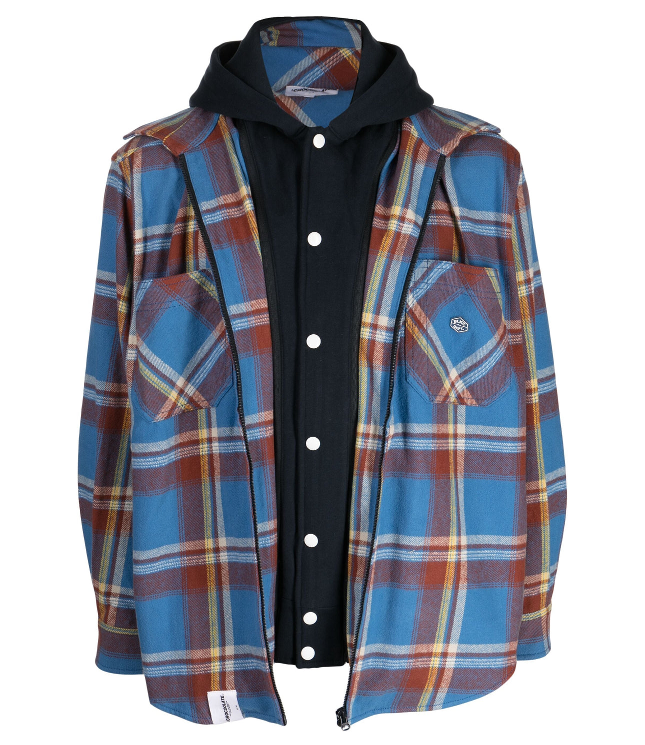 CHOCOOLATE layered check-print cotton jacket