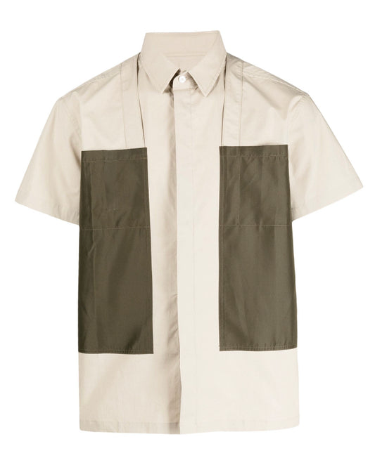 LES HOMMES ‘Panelled short-sleeve shirt’
