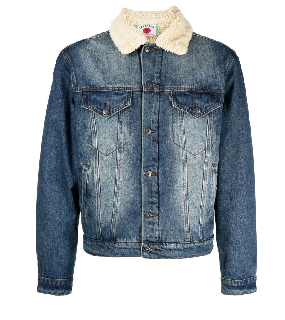 ICECREAM Faux-shearling collar denim jacket