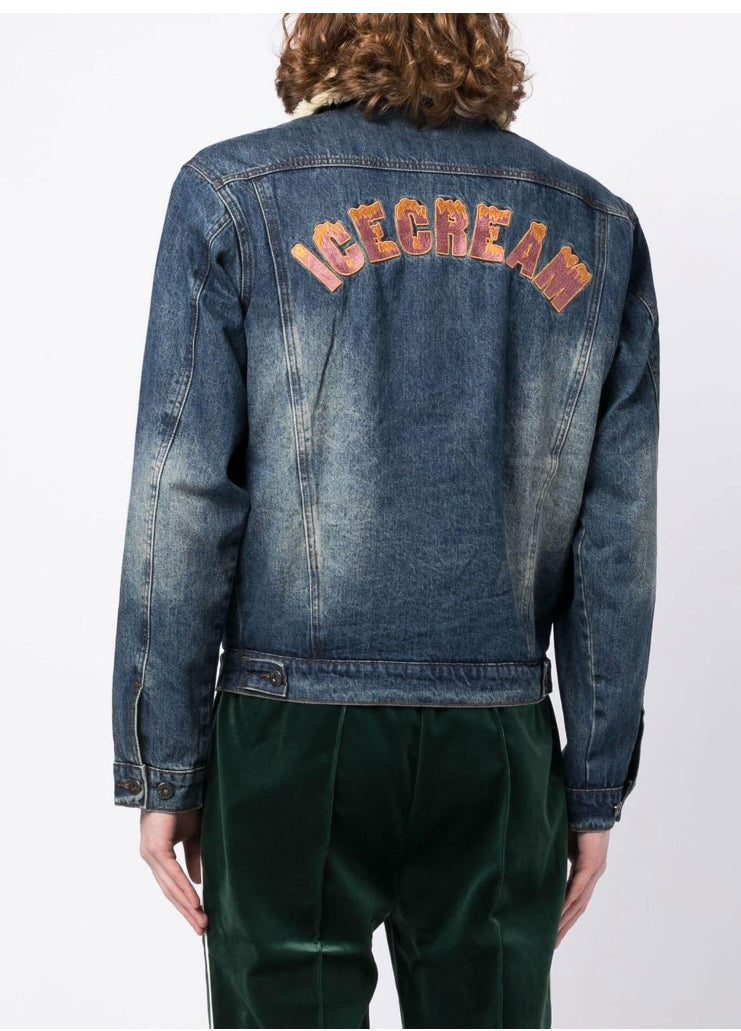 ICECREAM Faux-shearling collar denim jacket