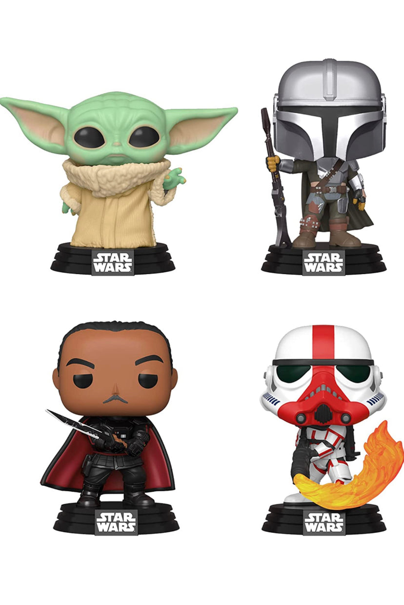 Funko Pop! Star Wars: Mandalorian 4 Pack, Amazon Exclusive, Glow in The Dark