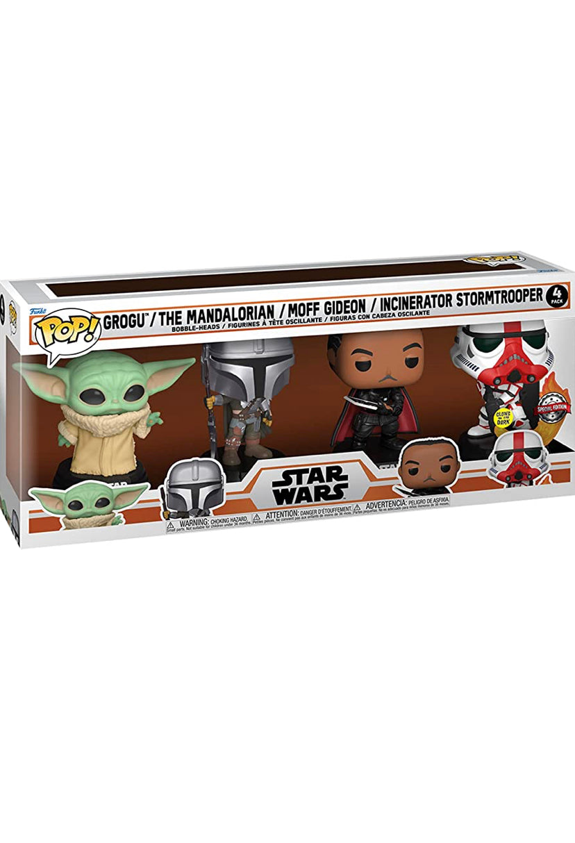 Funko Pop! Star Wars: Mandalorian 4 Pack, Amazon Exclusive, Glow in The Dark